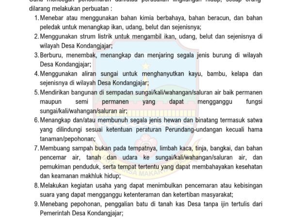 Perdes Pelestarian Lingkungan Hidup Desa Kondangjajar